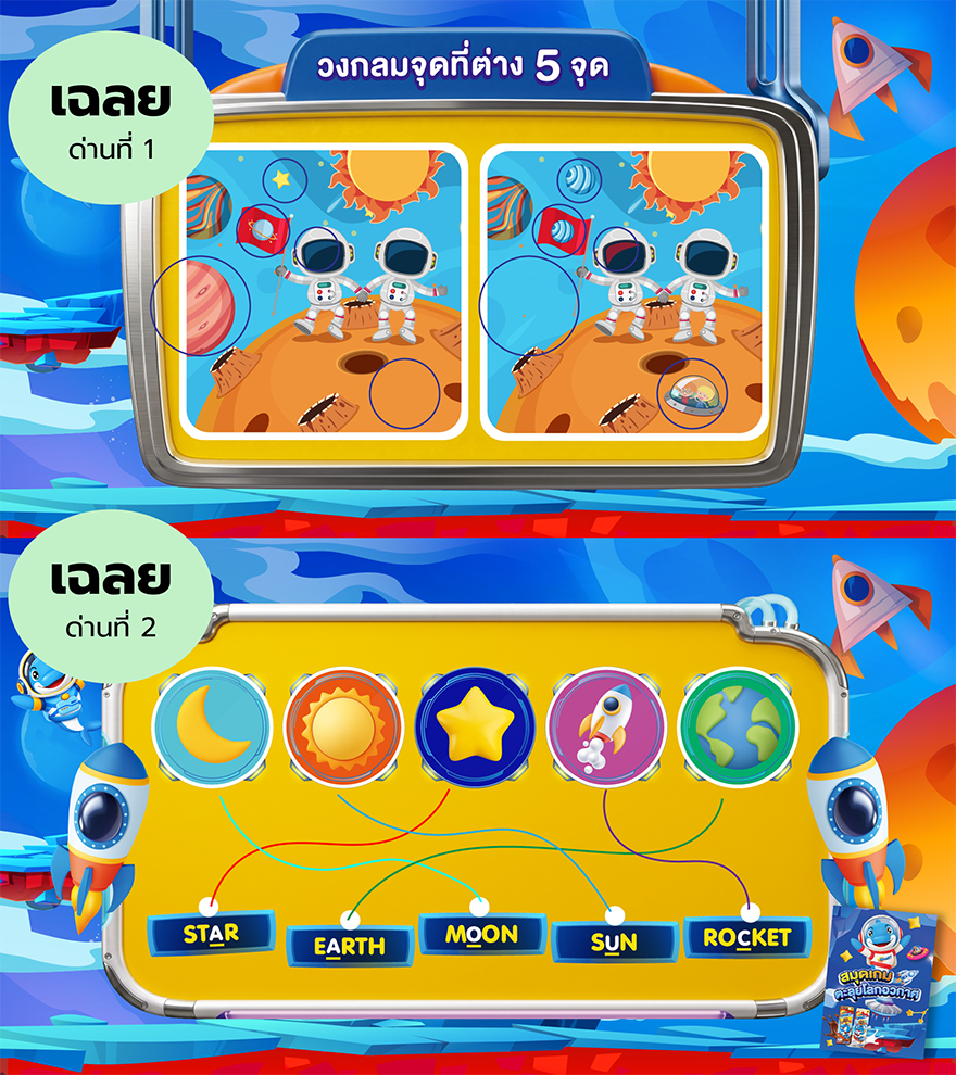 เฉลยคำตอบด่านที่ 1 และด่านที่ 2 กิจกรรมสมุดเกมส์ตะลุยโลกอวกาศ